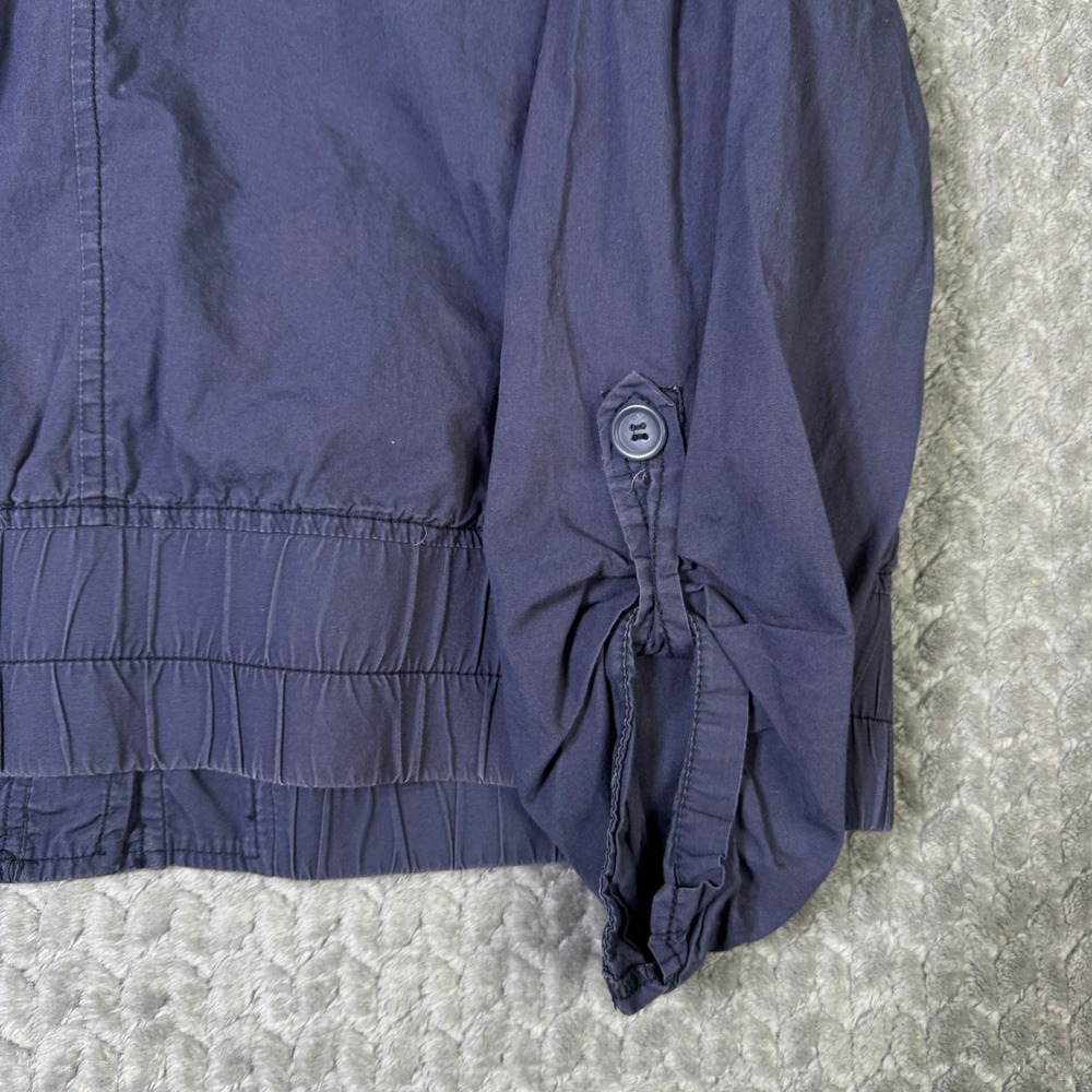 Maurices Navy Blue Utility Jacket Button Front Roll Tab Sleeve Distressed - Picture 8 of 11